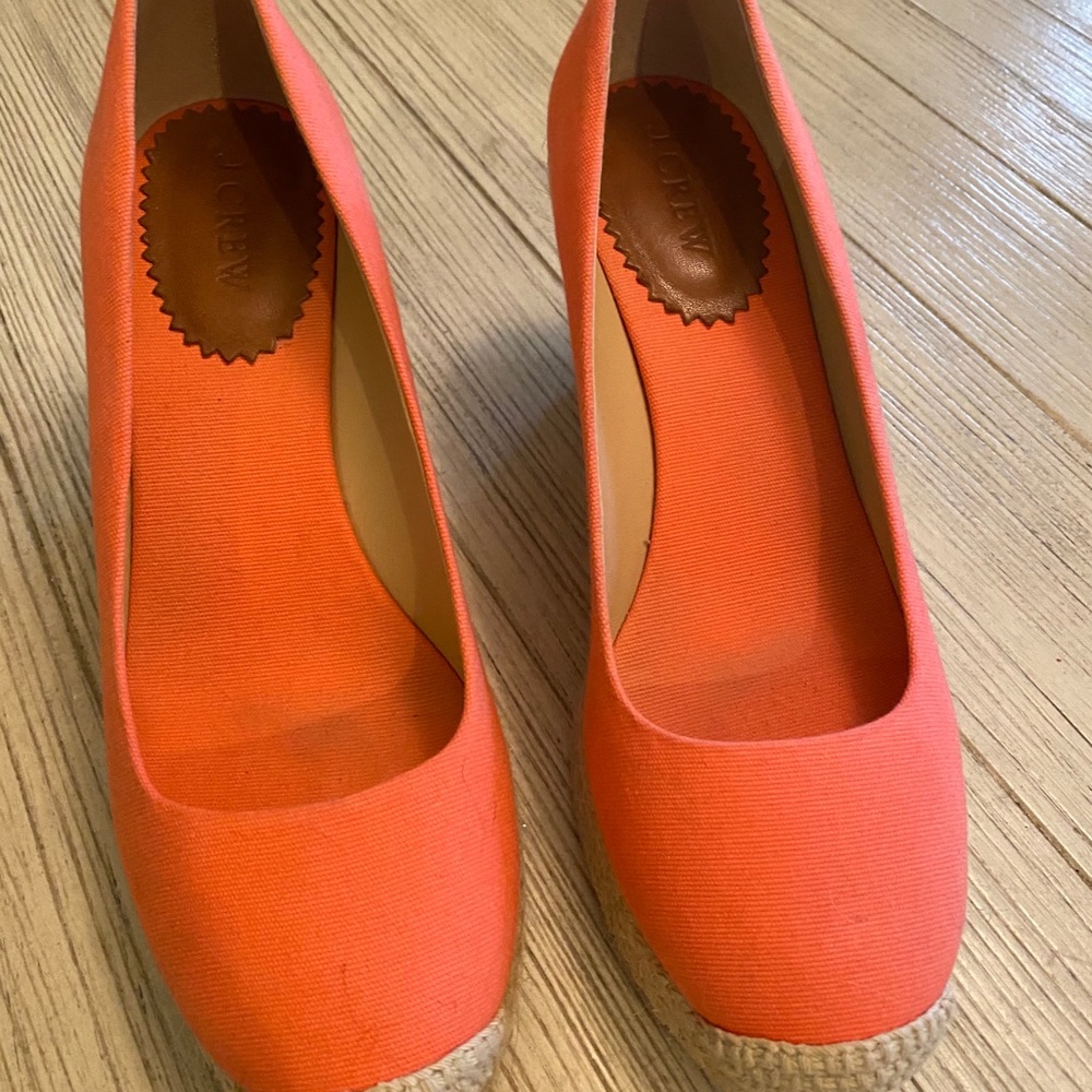 J. Crew Coral Seville Canvas Espadrille Wedges